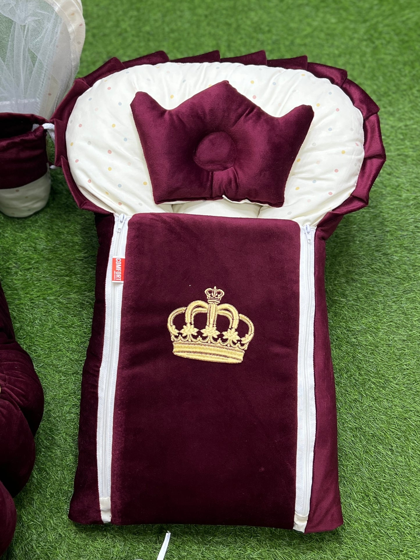 Luxury Velvet Series 8pcs Royal Snuggle Bed Set (Maroon)