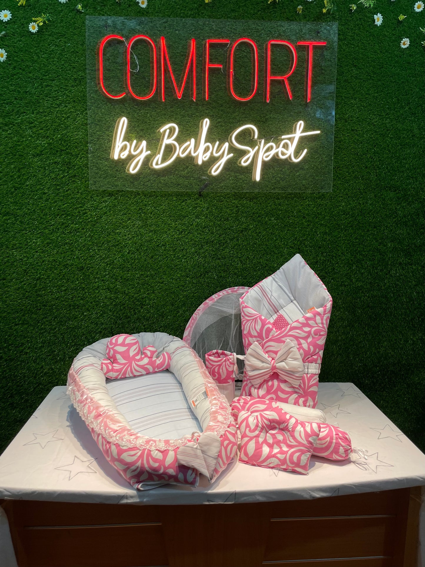 {Limited Edition} 9pcs Baby Snuggle Bed Set - - Cloudy Pink