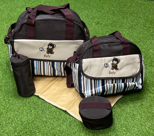 Imported Waterproof 5 Pcs Mommy Diaper Bag Set - Bear