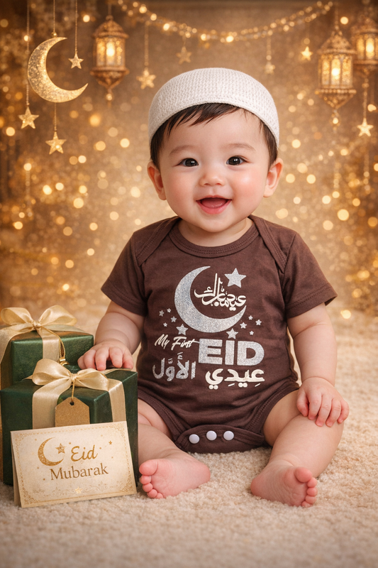 My First Eid Baby Romper - High Quality Comfortable & Stylish Eid Bodysuit
