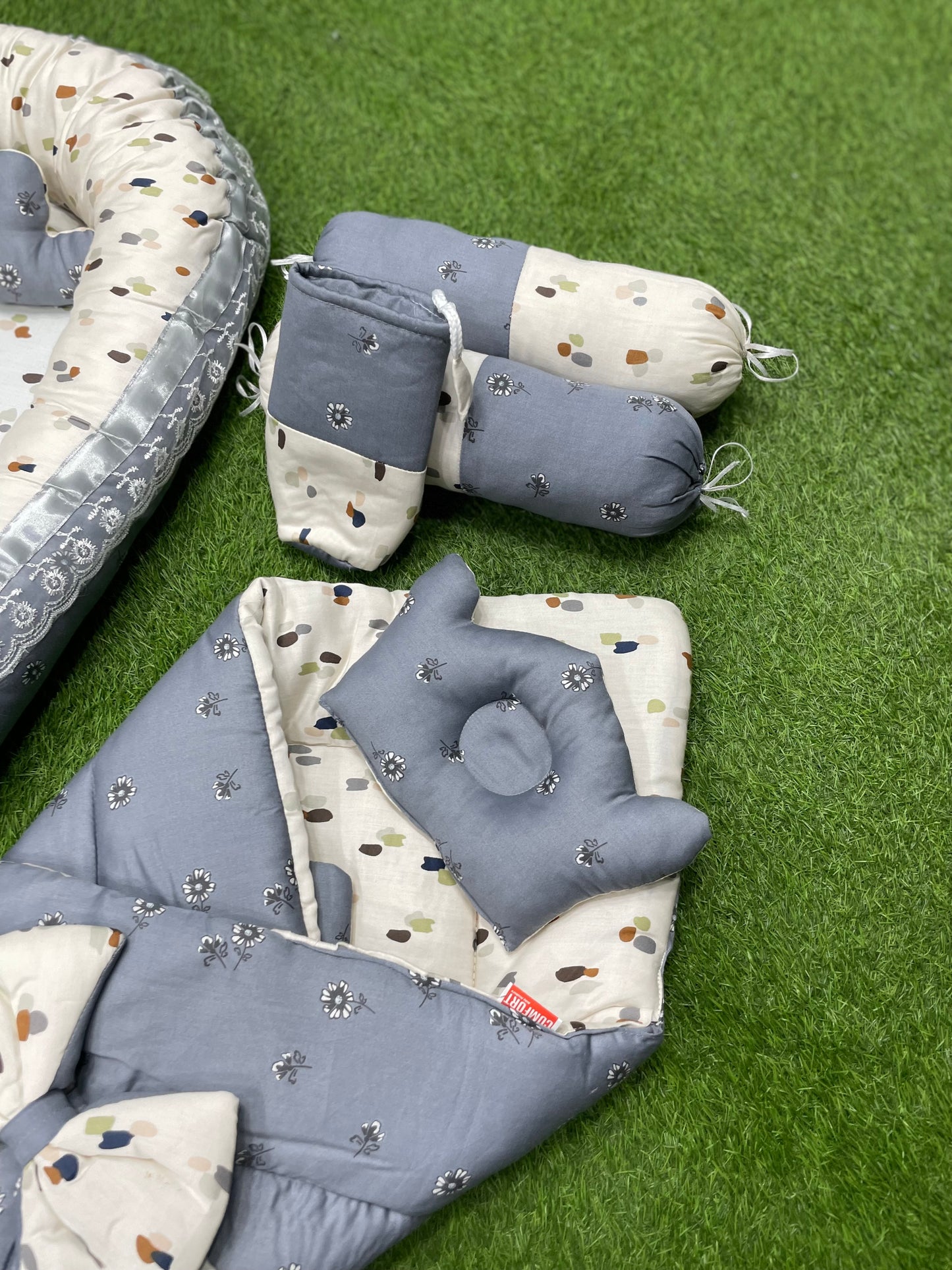 9pcs Baby Snuggle Bed Set -- Grey Legend