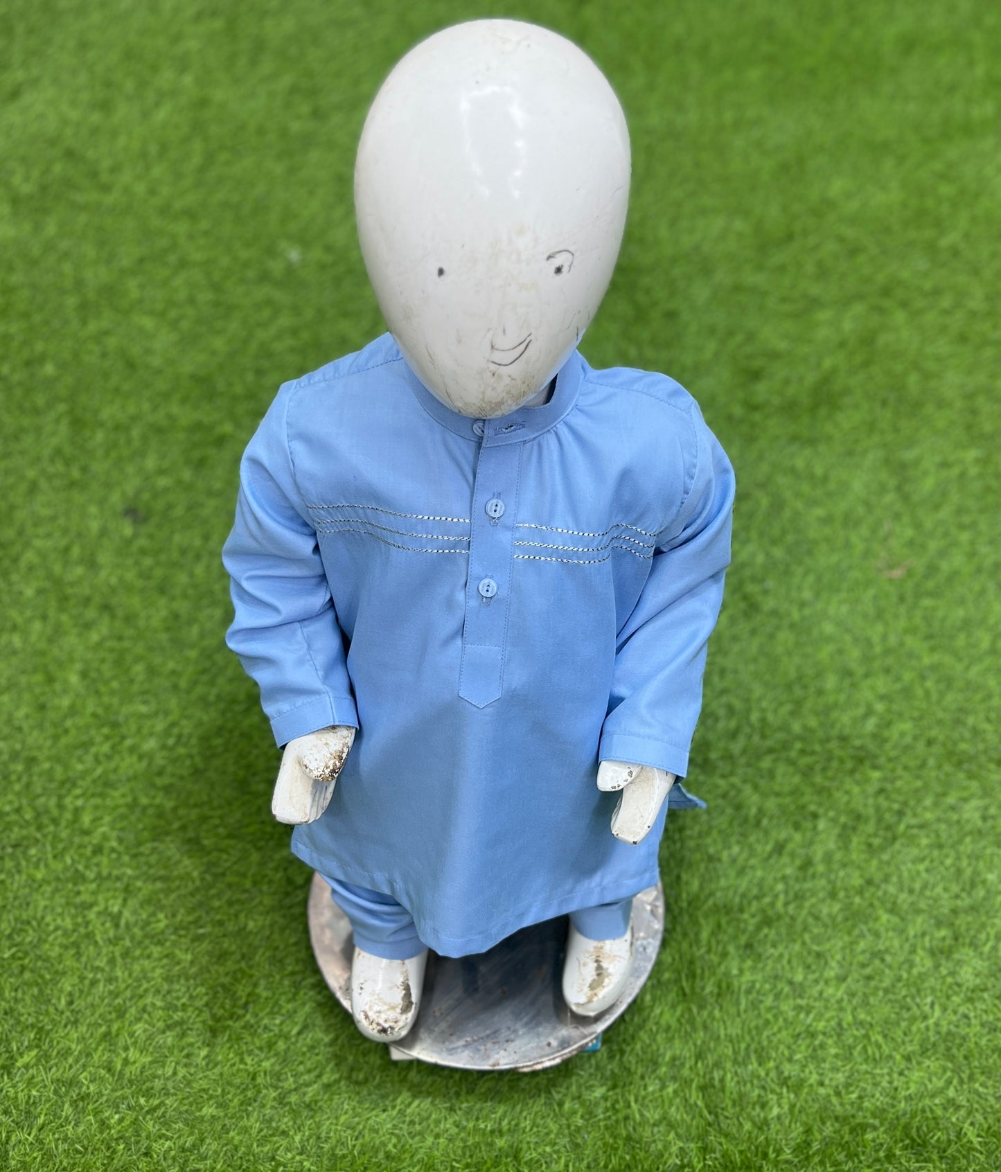 Hand Stitched Baby Shalwar Kameez - Fine Quality (Sky Blue)