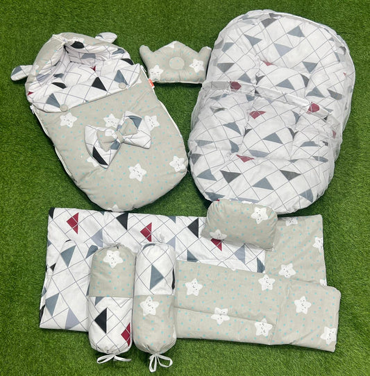 7pcs Fancy & Stylish Baby Bedding Set - - Dotted Stars