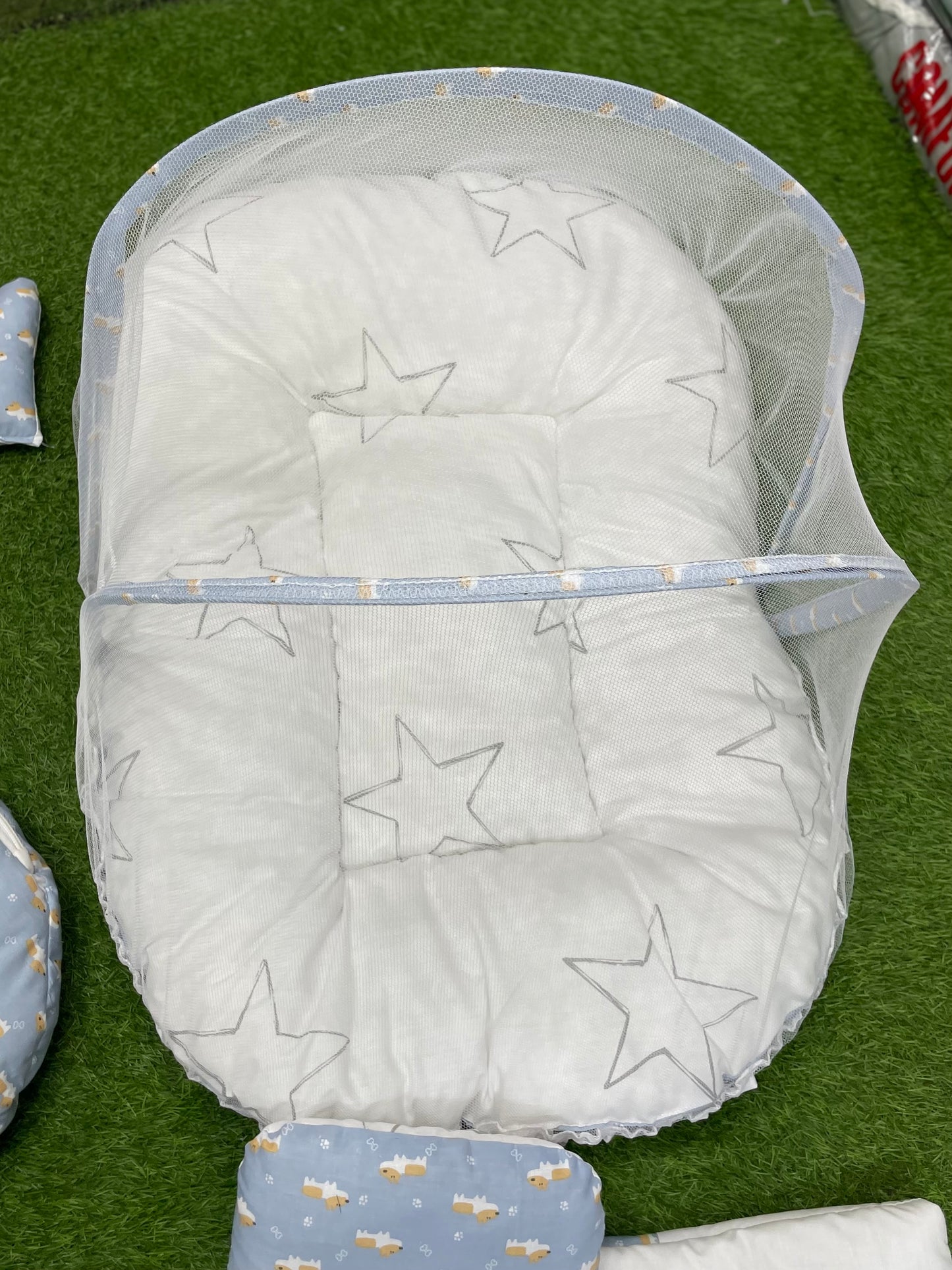 7pcs Fancy & Stylish Baby Bedding Set -- Greyish Blue