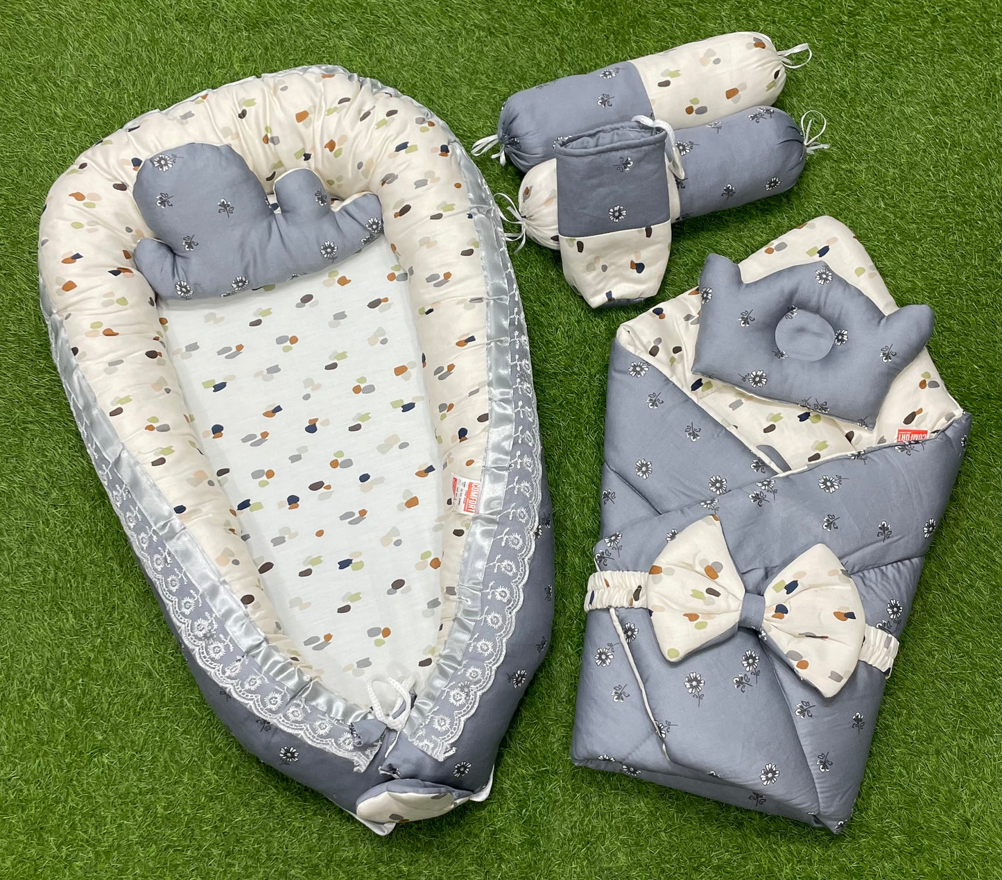 9pcs Baby Snuggle Bed Set -- Grey Legend