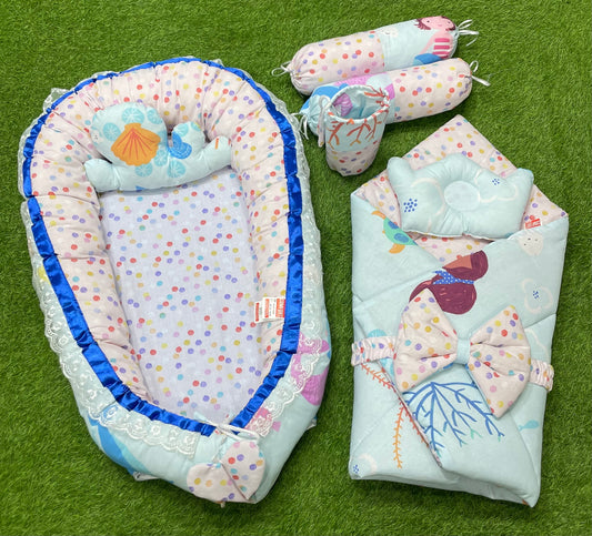 9pcs Baby Snuggle Bed Set -- Green Jungle