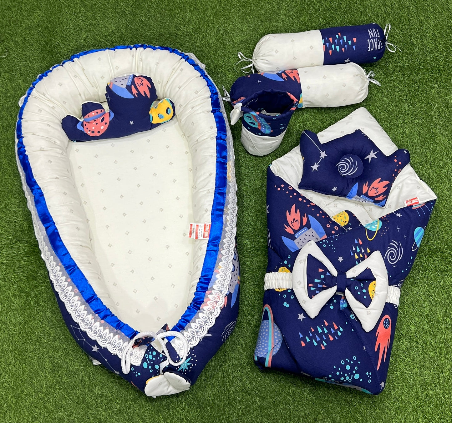 9pcs Baby Snuggle Bed Set -- Blue Galaxy