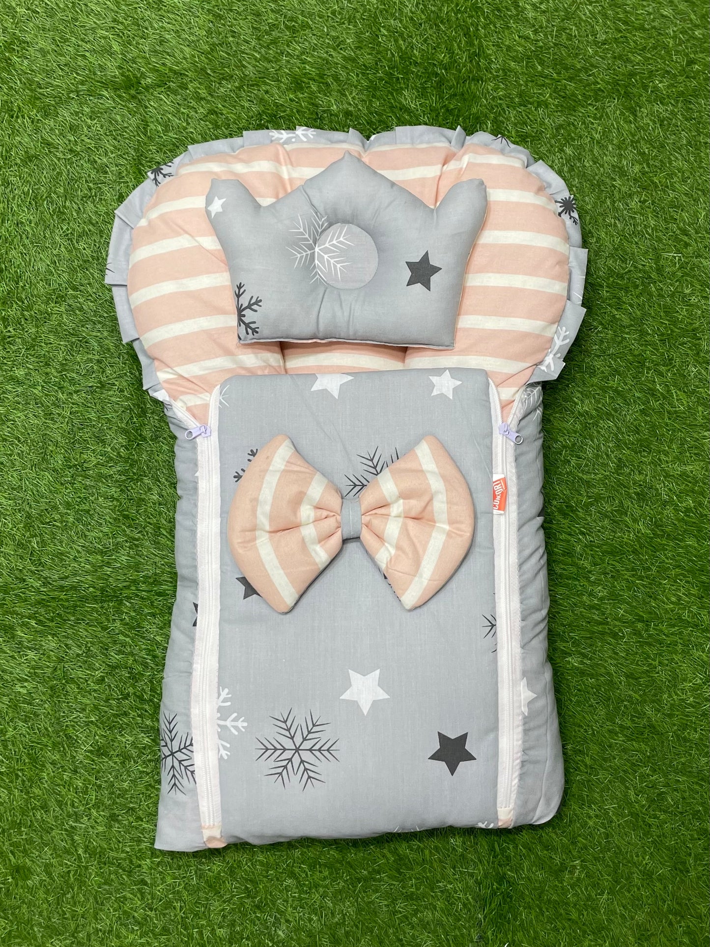 Butterfly Bow Carry Nest (grey pink)