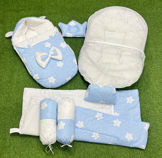 7pcs Fancy And Stylish Baby Bedding Set - - Blue Stars