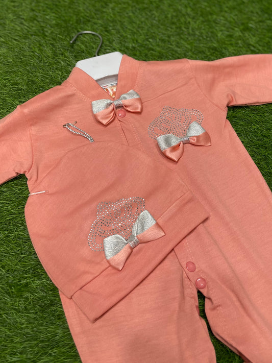 Turkish Style Newborn Crown Romper (peachy Orange)