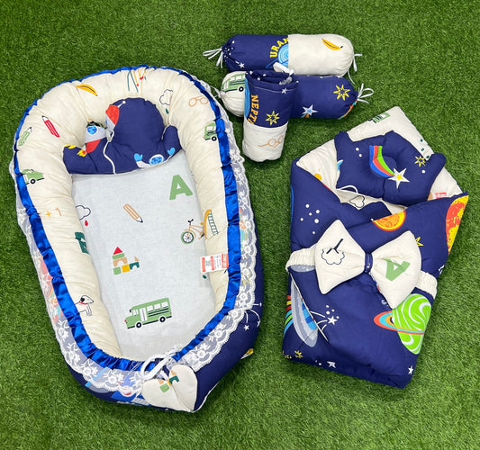 9pcs Baby Snuggle Bed Set -- Blue Galaxy