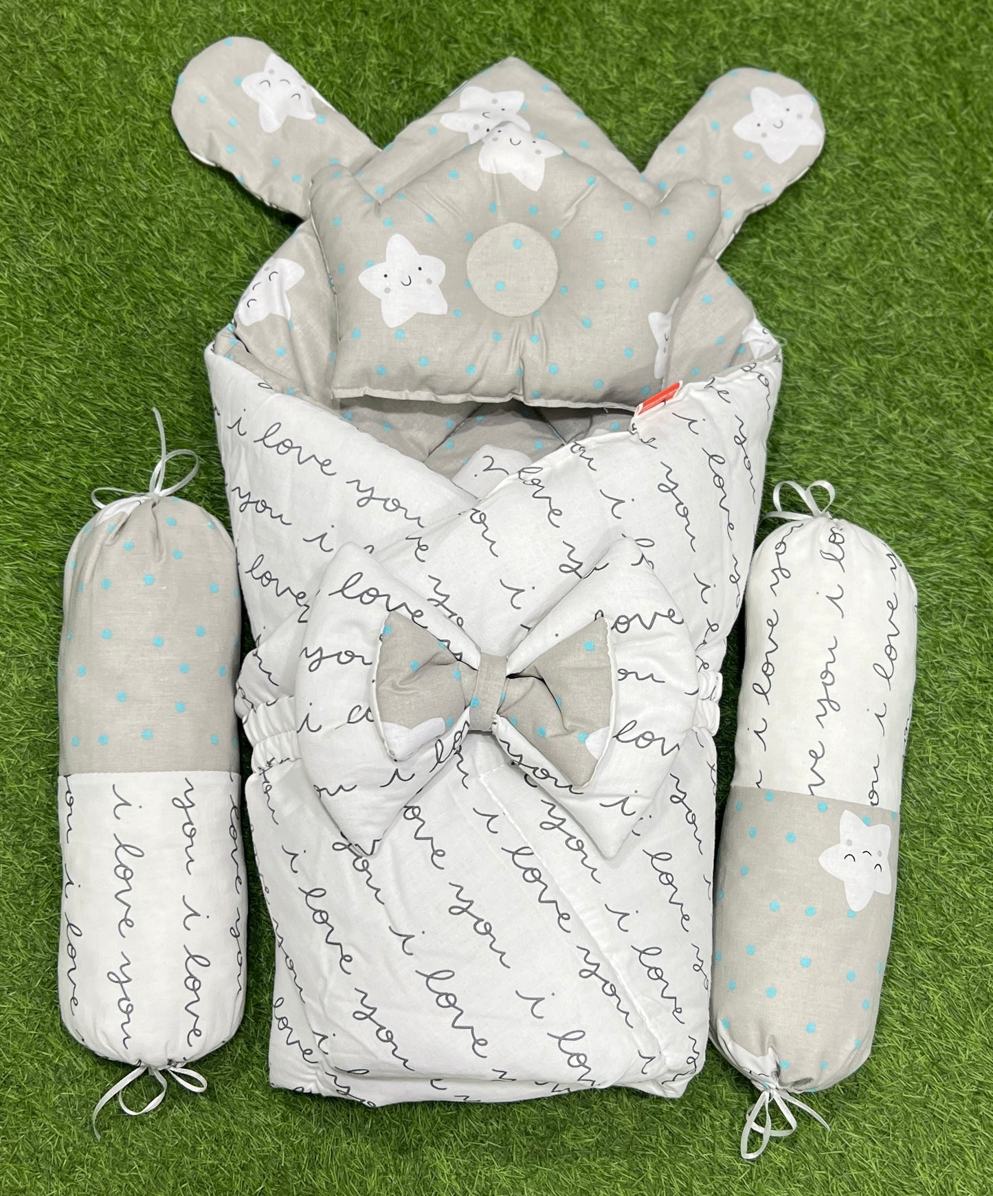 5pcs 2in1 Carry Nest plus Comforter (Grey and White)