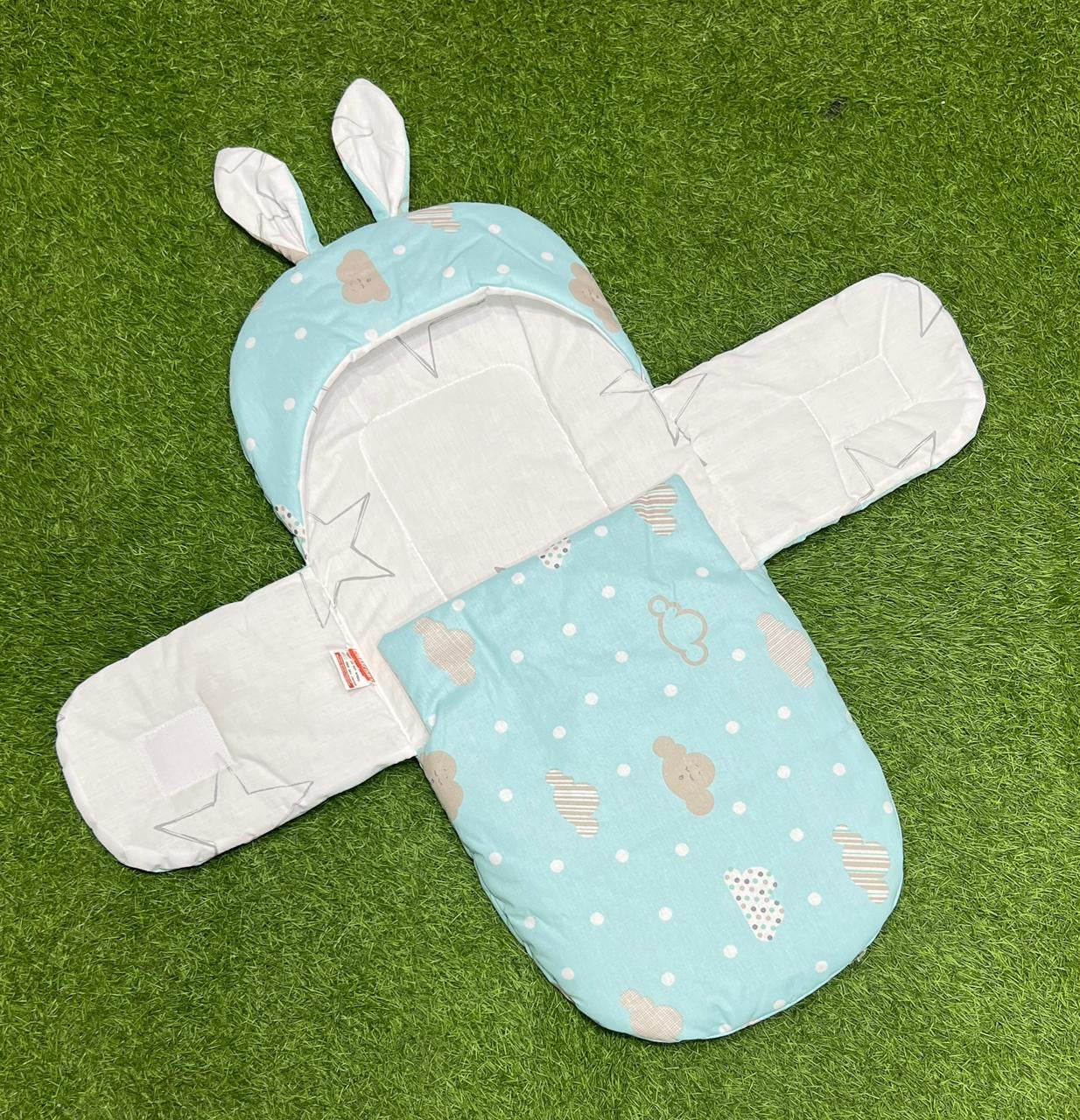 Rabbit Swaddle Wrap - Cotton (Blue Clouds)