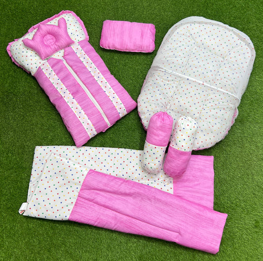 7pcs New Stylish Baby Bedding Set - Pink