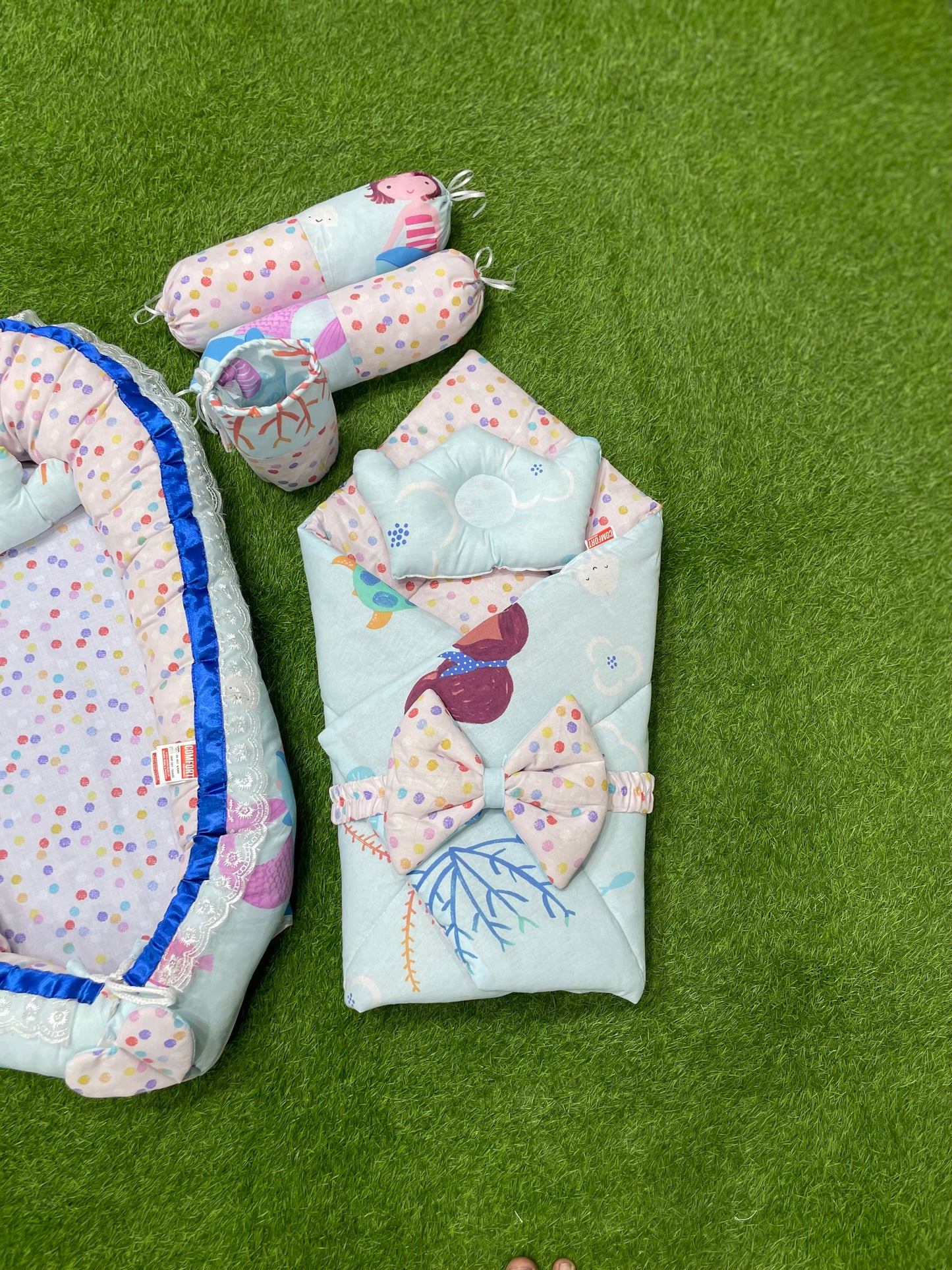 9pcs Baby Snuggle Bed Set -- Green Jungle