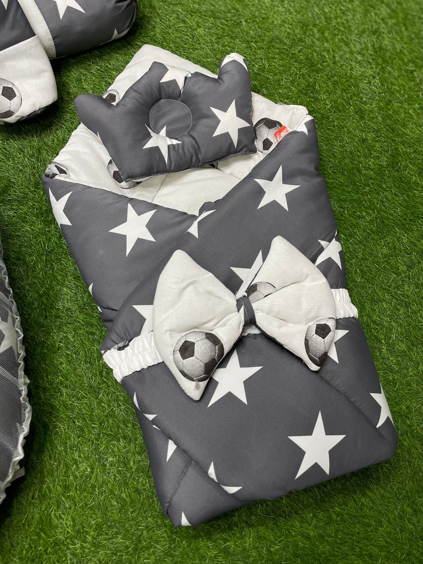 9pcs Baby Snuggle Bed Set -- Grey Star