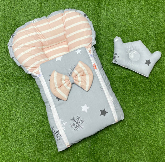 Butterfly Bow Carry Nest (grey pink)