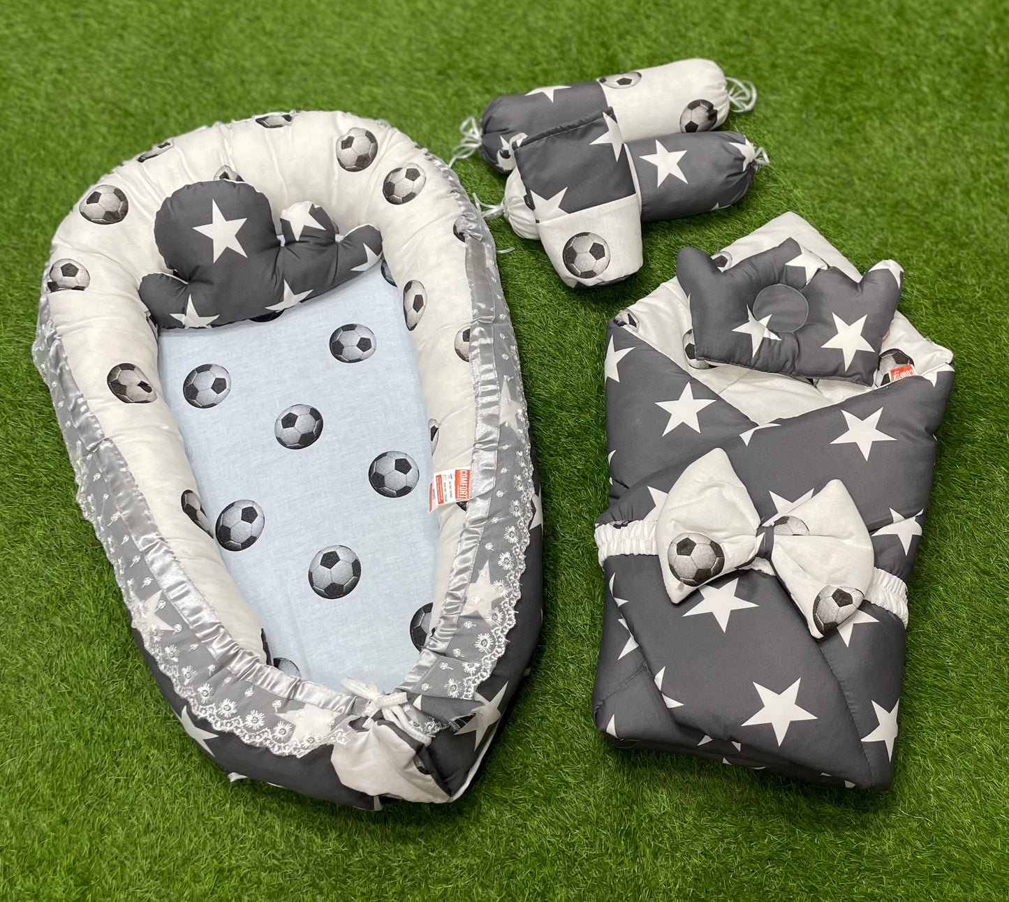 9pcs Baby Snuggle Bed Set -- Grey Star