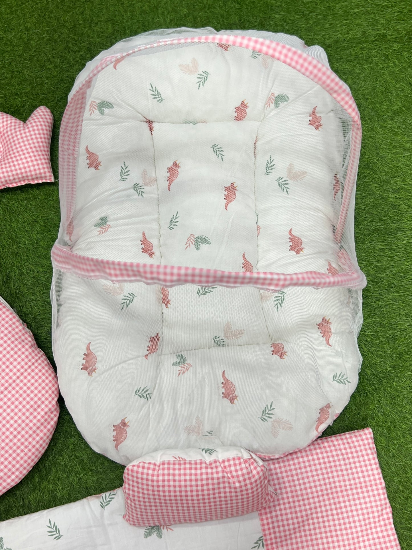 7pcs Fancy And Stylish Baby Bedding Set - - Pink Checkered