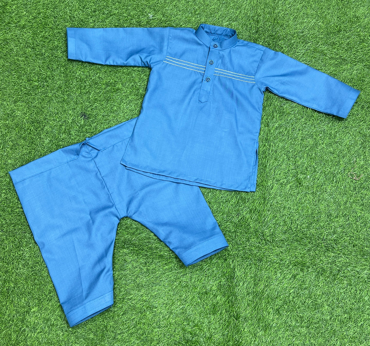 Hand Stitched Baby Shalwar Kameez - Fine Quality (Blue)