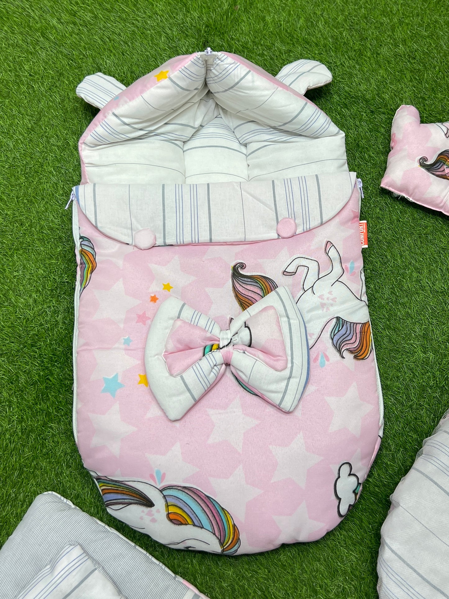 7pcs Fancy & Stylish Baby Bedding Set - - Pink Unicorn