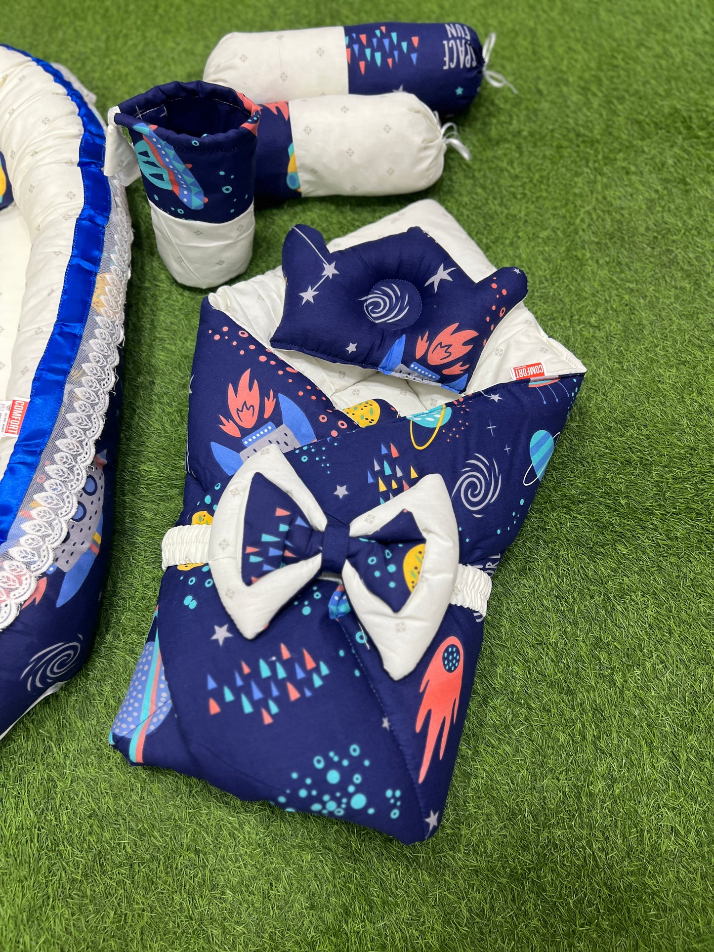 9pcs Baby Snuggle Bed Set -- Blue Galaxy