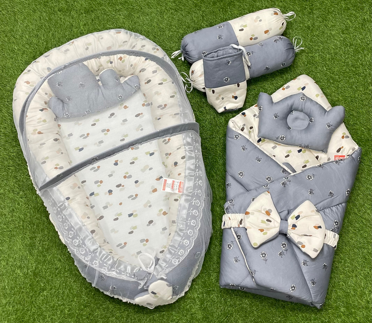 9pcs Baby Snuggle Bed Set -- Grey Legend