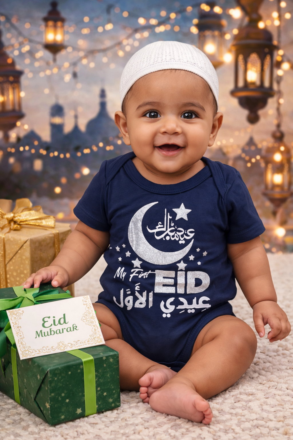 My First Eid Baby Romper - High Quality Comfortable & Stylish Eid Bodysuit