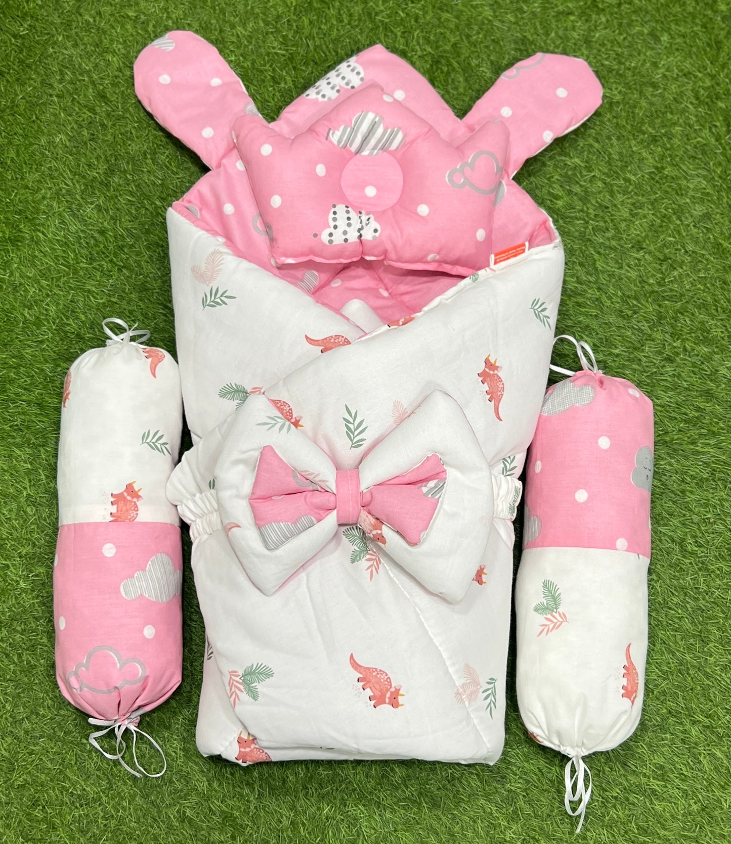 5pcs 2in1 Carry Nest plus Comforter (Pink White)