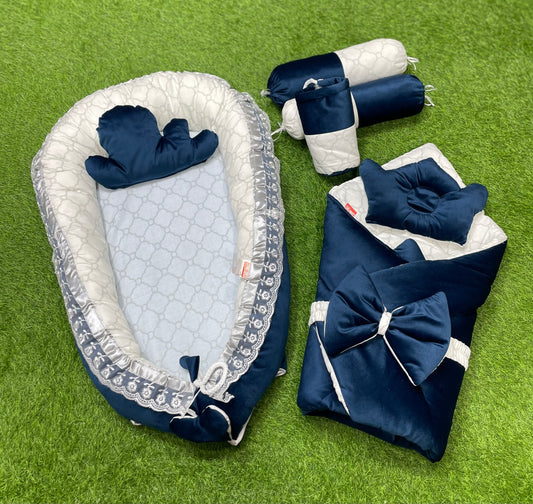 Luxury Velvet Series 9pcs Snuggle Bed Set (Navy Blue)