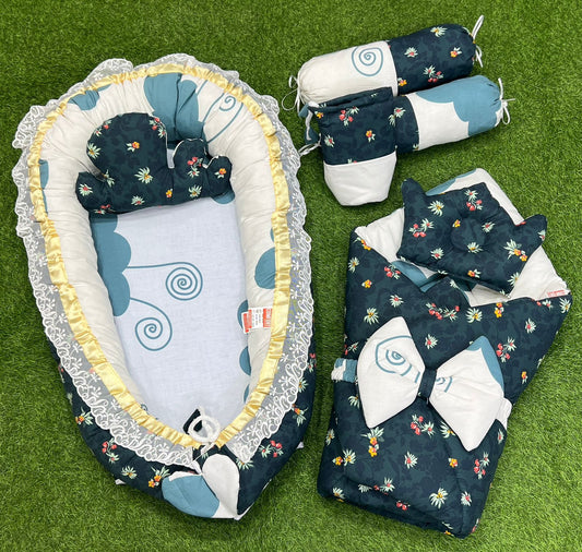 9pcs Baby Snuggle Bed Set -- ( Green Leaves)