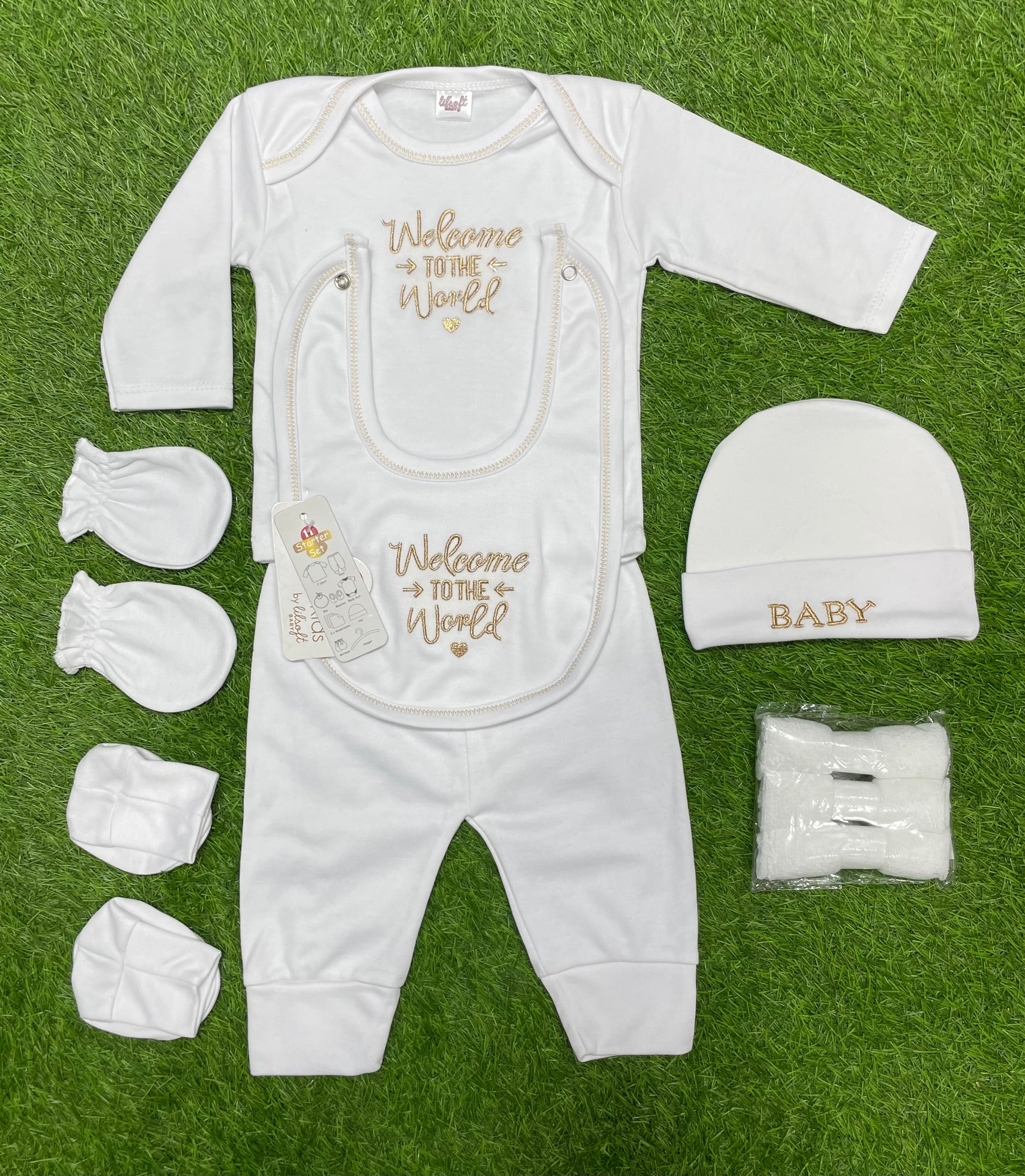 Embrioded 11pcs Newborn Baby Starter Set (Golden) – Baby Spot PK