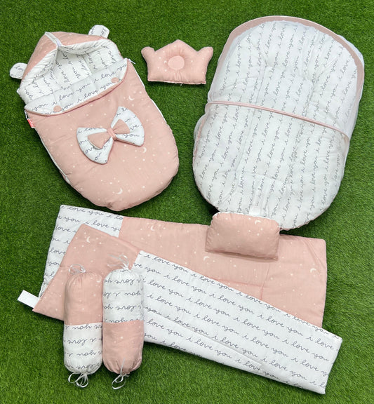 7pcs Fancy And Stylish Baby Bedding Set - - Peach