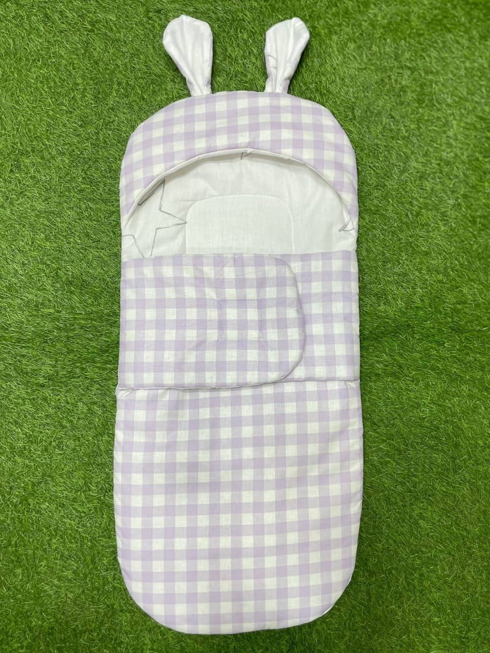 Rabbit Swaddle Wrap - Cotton (Purple Check)