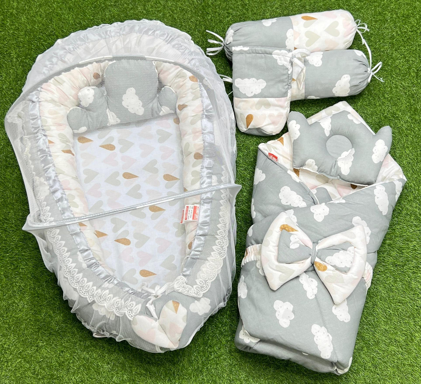 9pcs Baby Snuggle Bed Set -- Grey