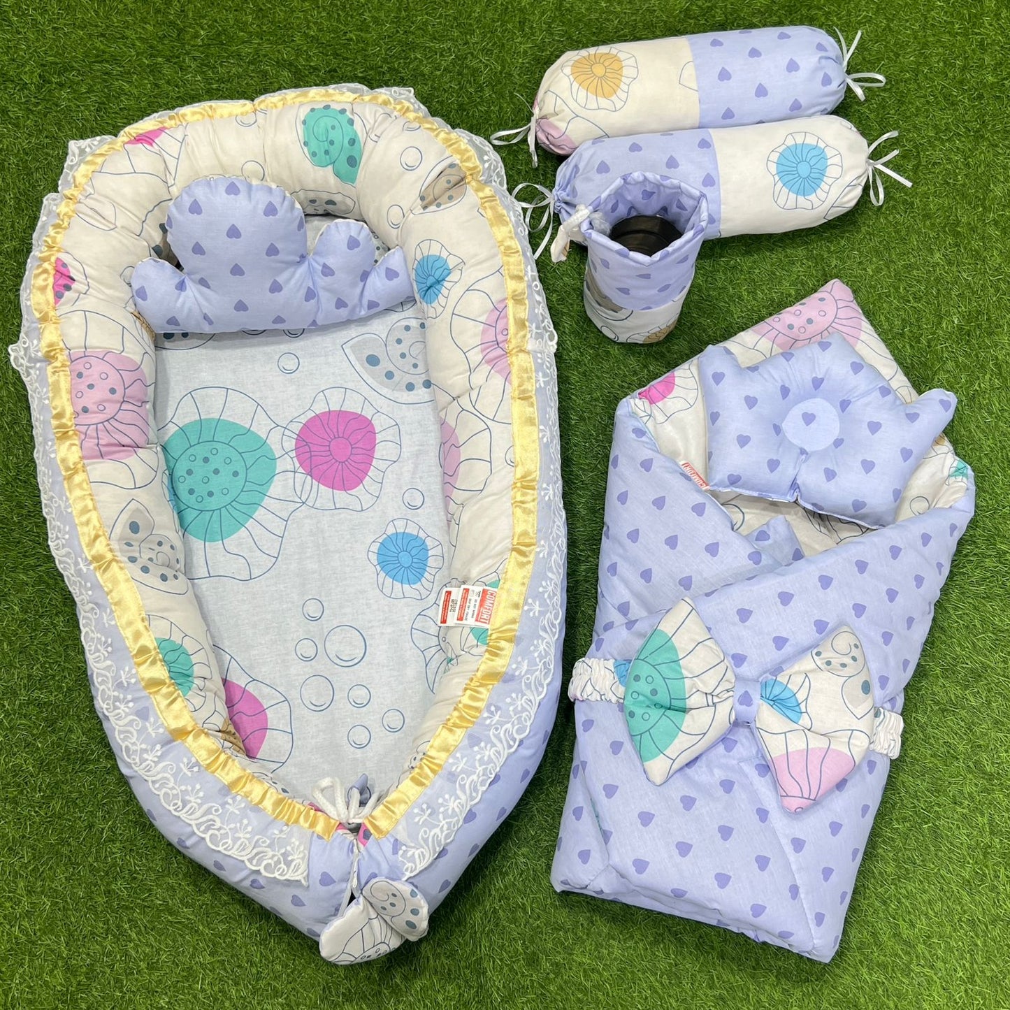 9pcs Baby Snuggle Bed Set - -  Purple Heart