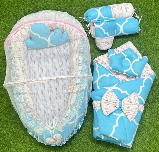 9pcs Baby Snuggle Bed Set -- Sky Blue