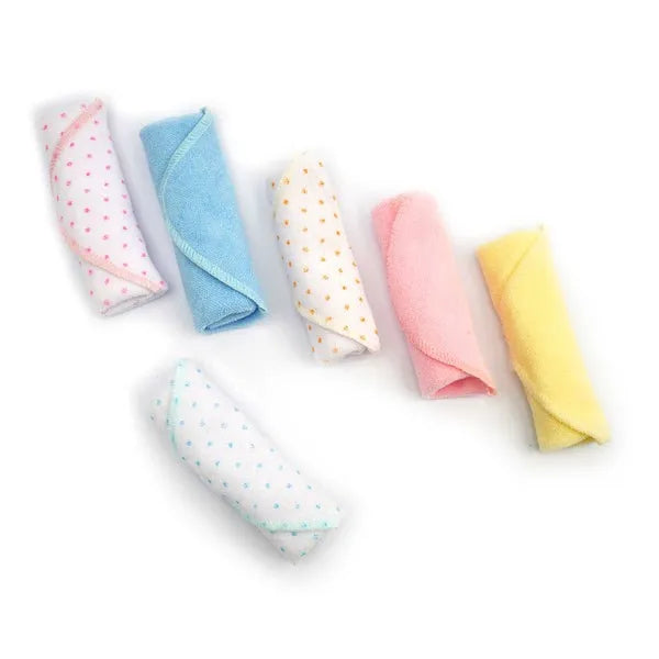 Pack Of 6 New Born Baby Face Towel Cotton Dotted Set in Multi-Color