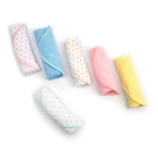 Pack Of 6 New Born Baby Face Towel Cotton Dotted Set in Multi-Color