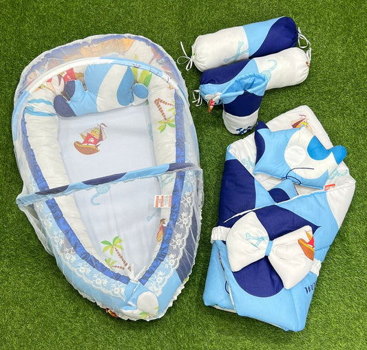 9pcs Baby Snuggle Bed Set - - Eye Blue