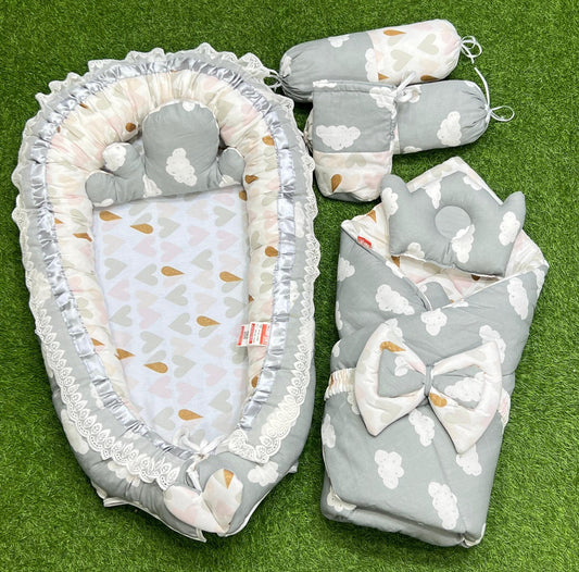 9pcs Baby Snuggle Bed Set -- Grey