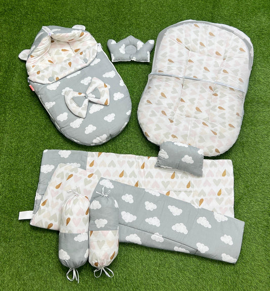 7pcs Fancy And Stylish Baby Bedding Set - - Grey