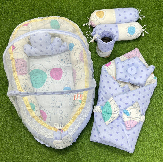 9pcs Baby Snuggle Bed Set - -  Purple Heart