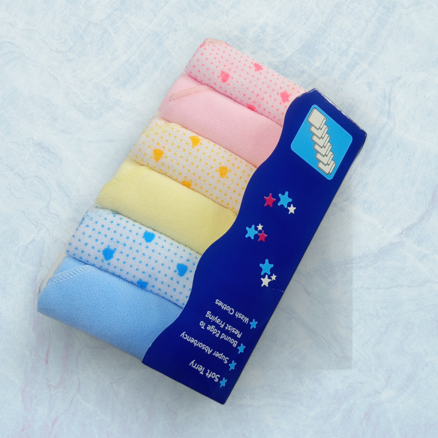 Pack Of 6 New Born Baby Face Towel Cotton Dotted Set in Multi-Color